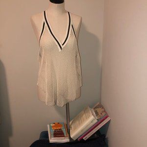 Free People Vibe mesh cream color racer back top